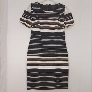 Women's Tommy Hilfiger striped‎ open shoulder midi dress size 8